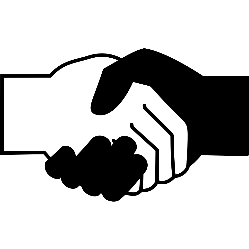 Black and White Handshake Icon