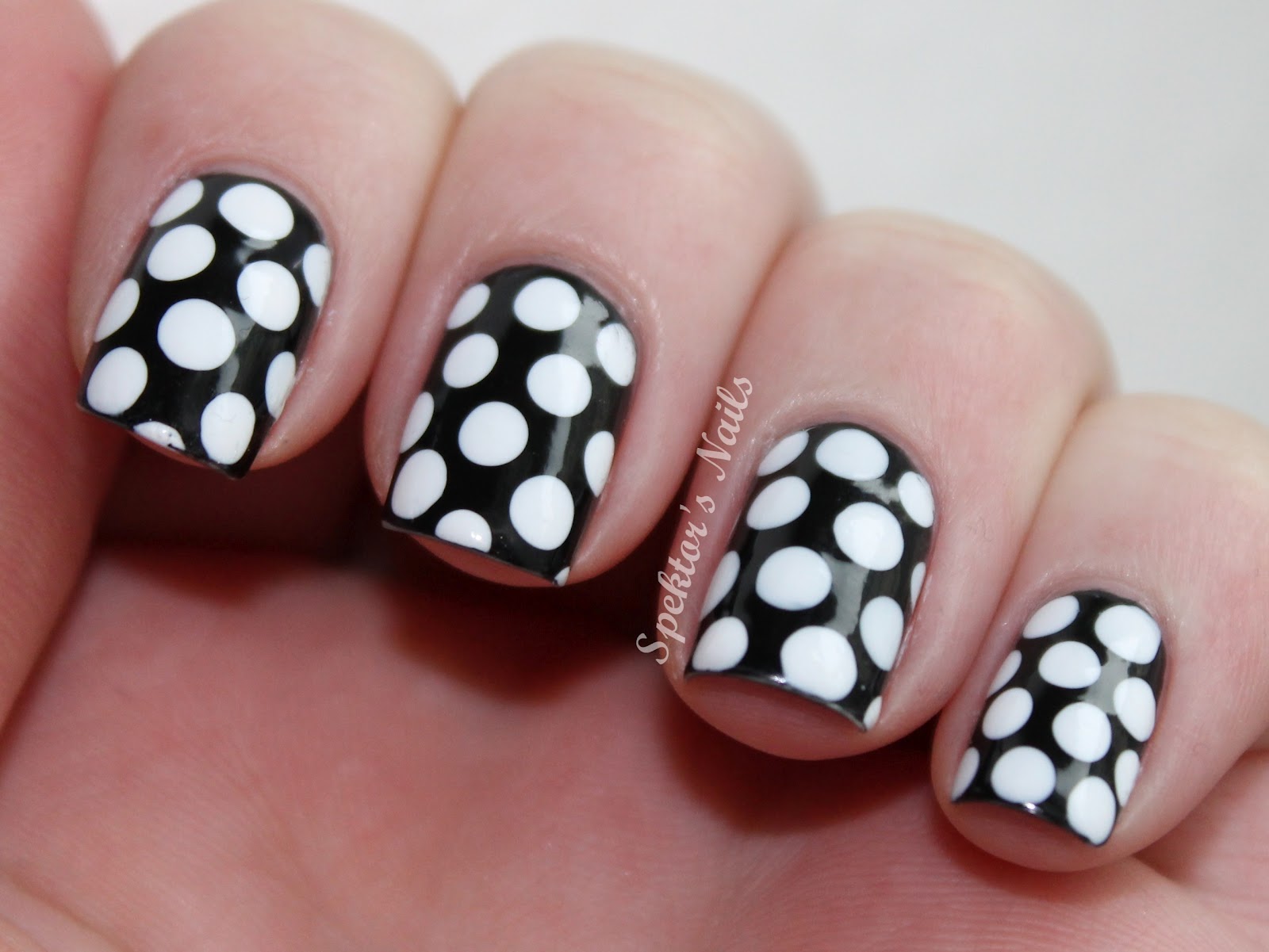 Black and White Polka Dot Nails