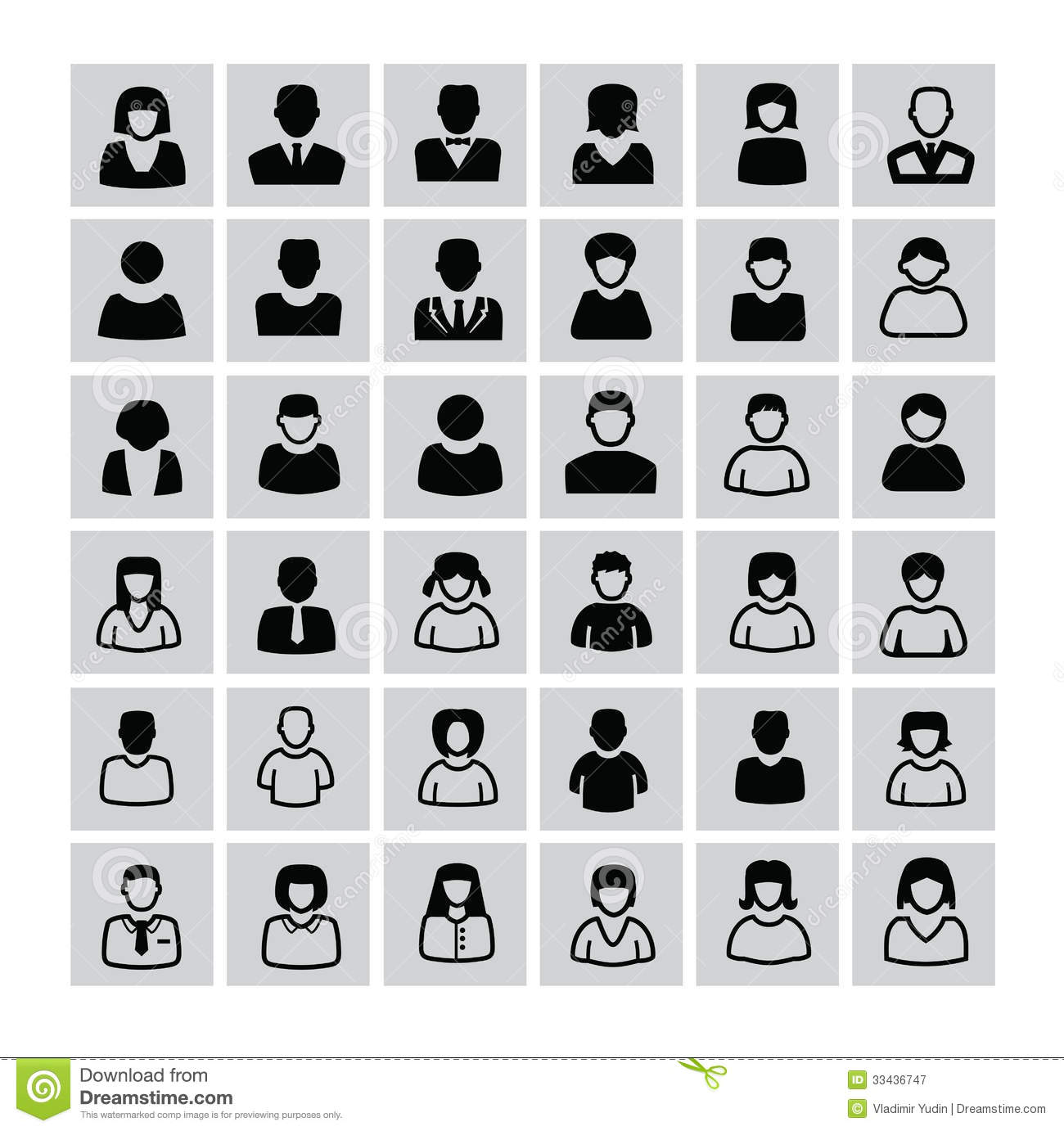Black and White Vector People Icons