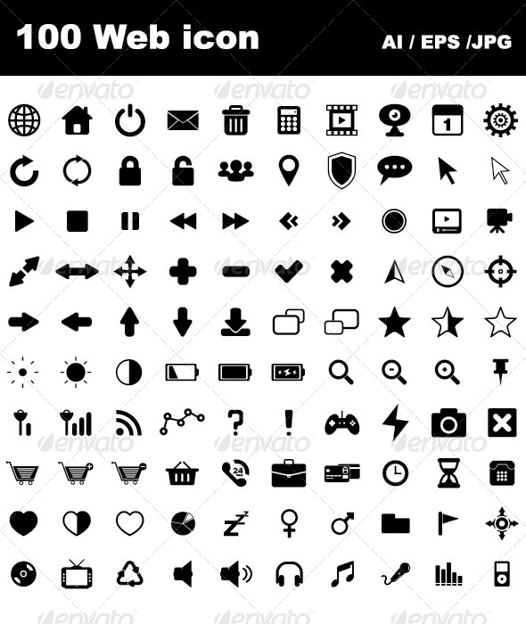 Black and White Web Icons