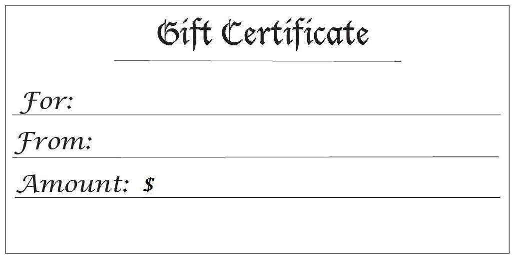 Blank Gift Certificates
