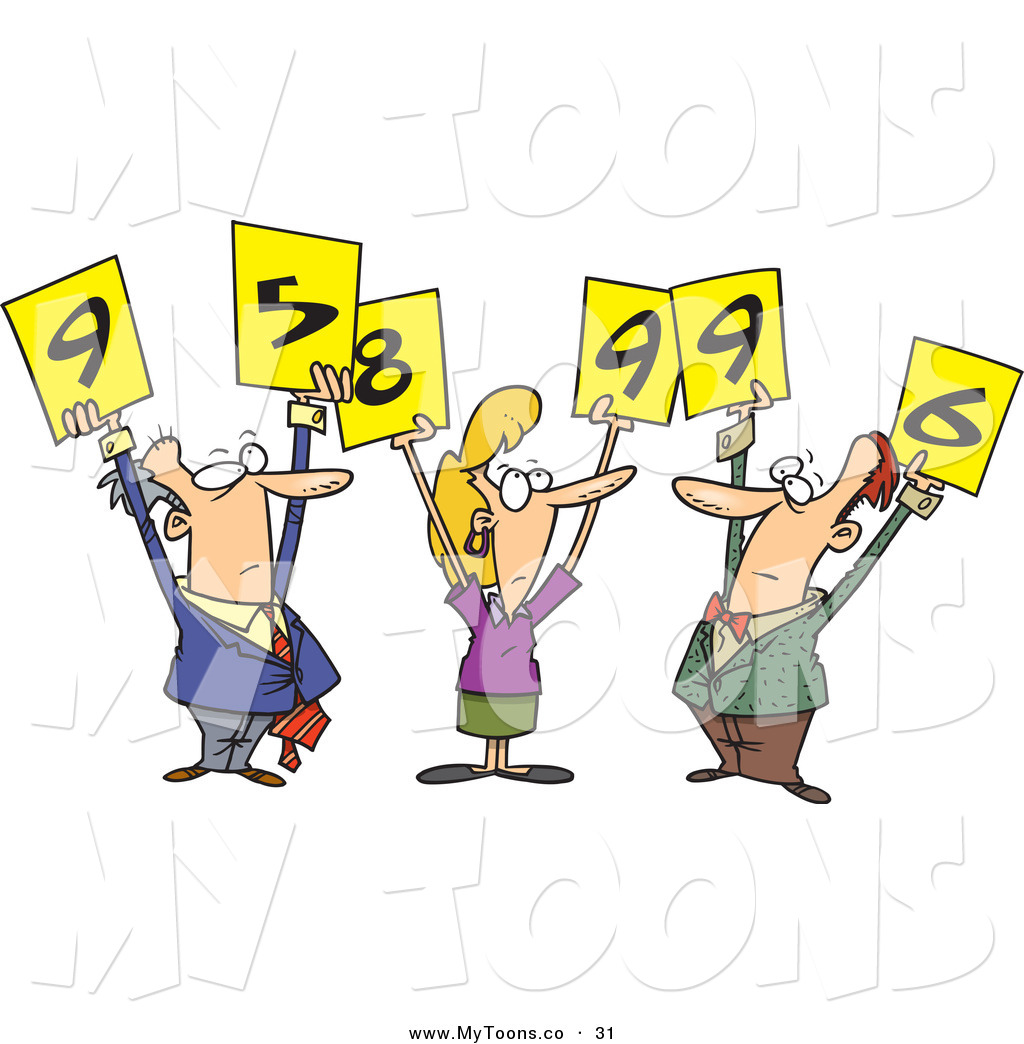 Cartoon Judge Holding Up Score