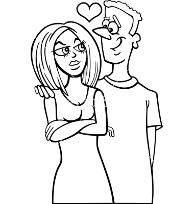 Cartoon Man and Woman Drawing
