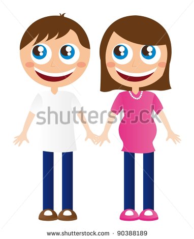 Cartoon Pregnant Woman and Man