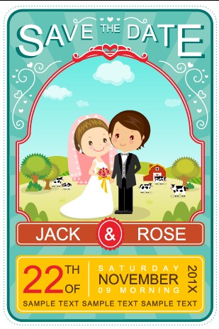 Cartoon Style Wedding Invitations