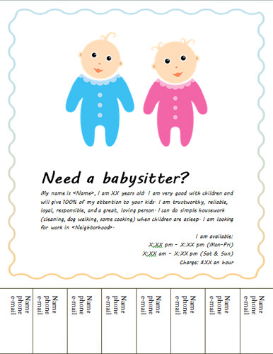 Cute Babysitting Flyer Template Cute Babysitting Flyer Template