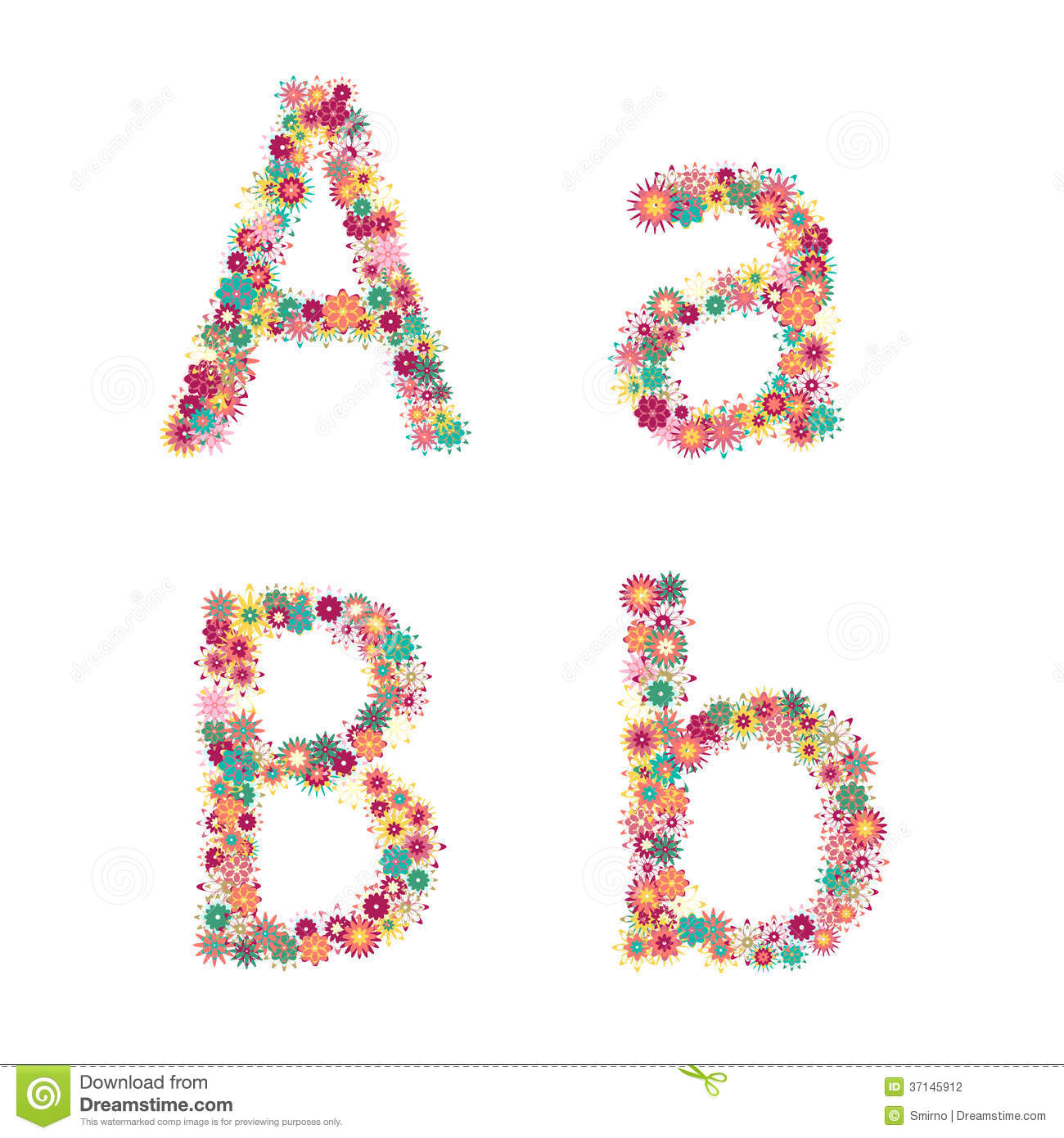 Flower Fonts Alphabet Letters