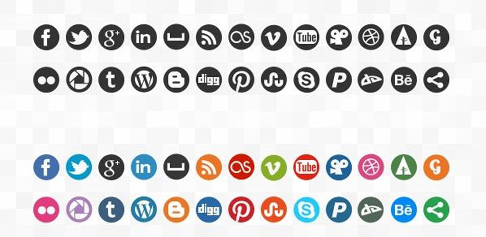 17 White Social Icon PSD Images