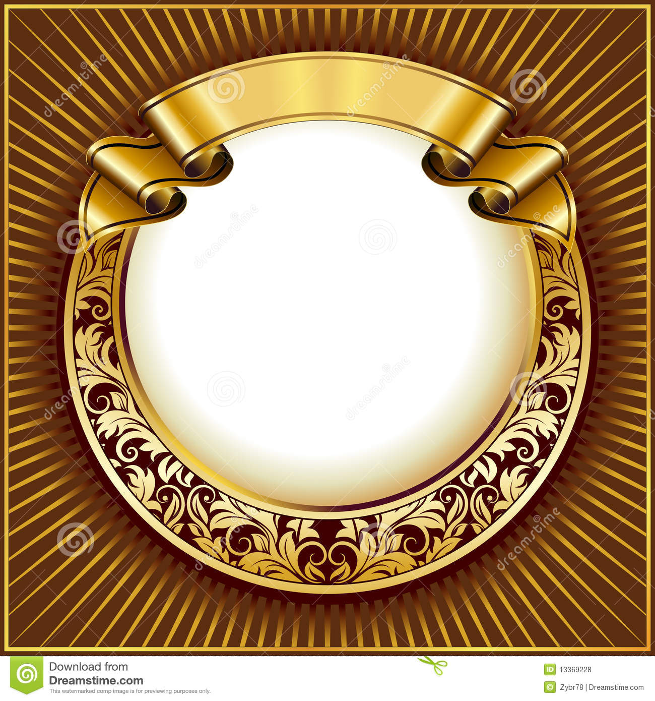 Gold Circle Frame with Ribbon