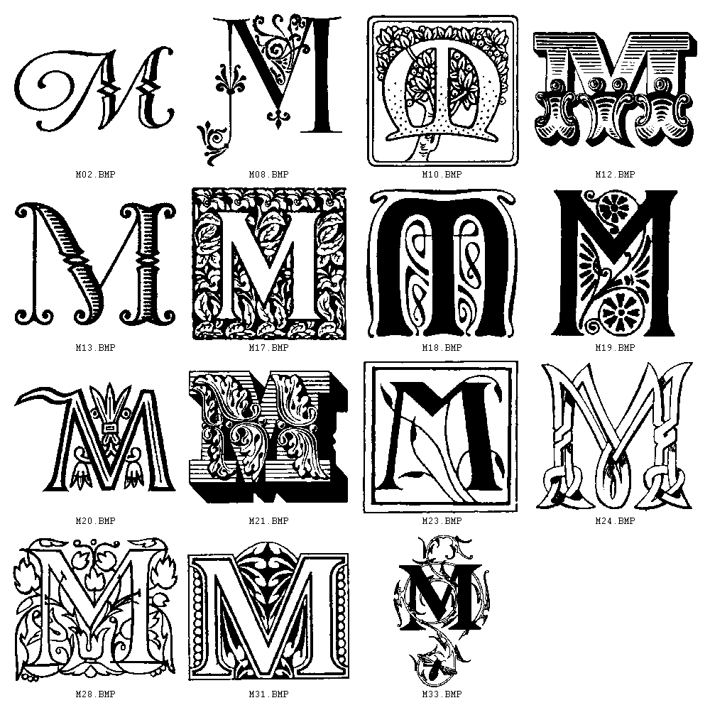 Letter M Font Decorative Initials