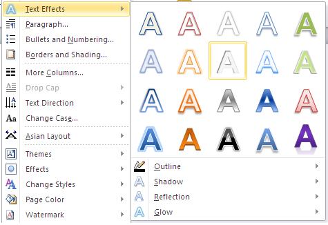 Microsoft Word Text Effects