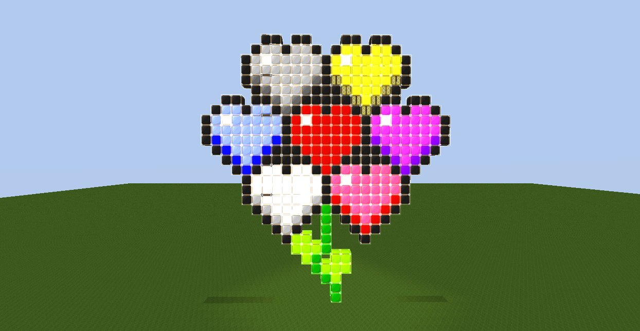Minecraft Pixel Art Heart Flower Minecraft Pixel Art Heart Flower