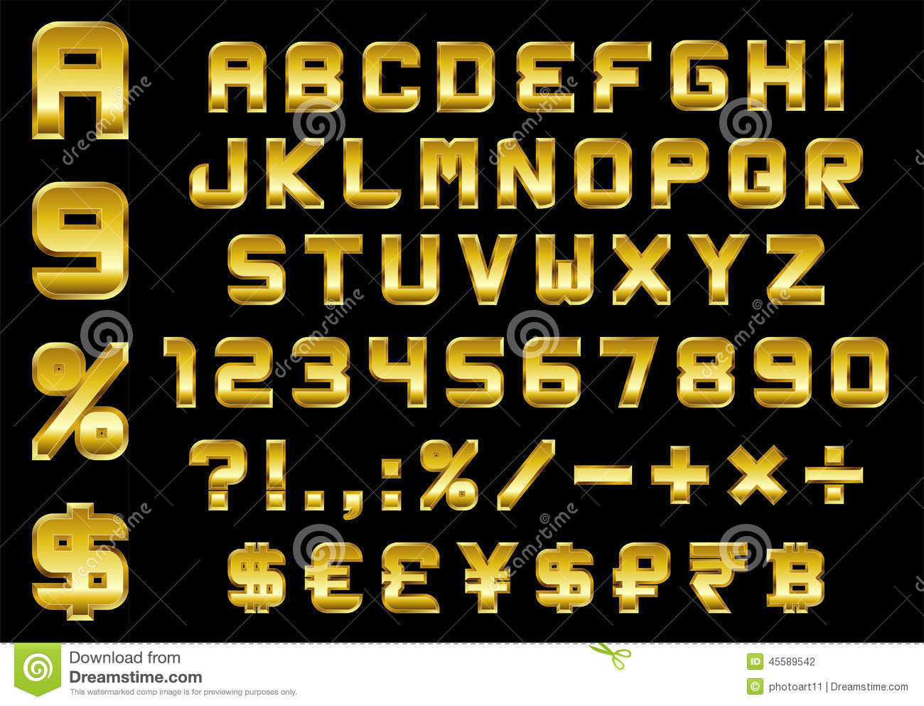 Money Font Number Alphabet