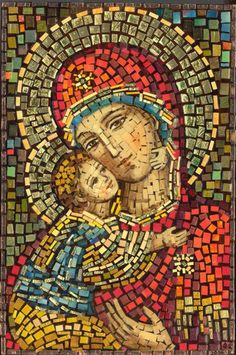 Mosaic Art Mary and Jesus