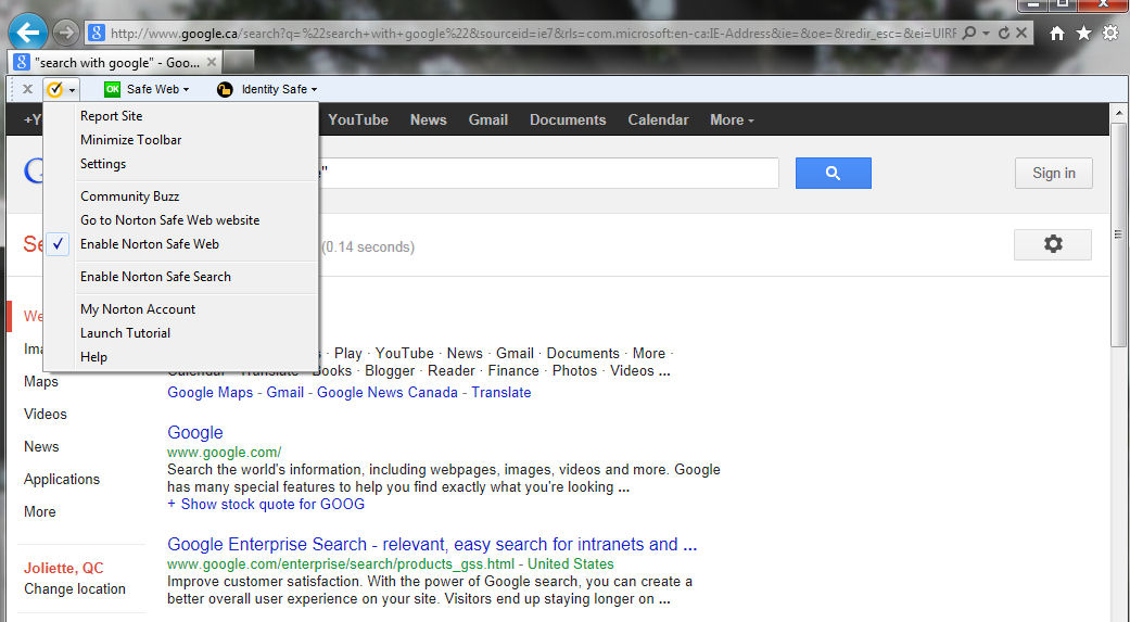 Norton Safe Search Toolbar