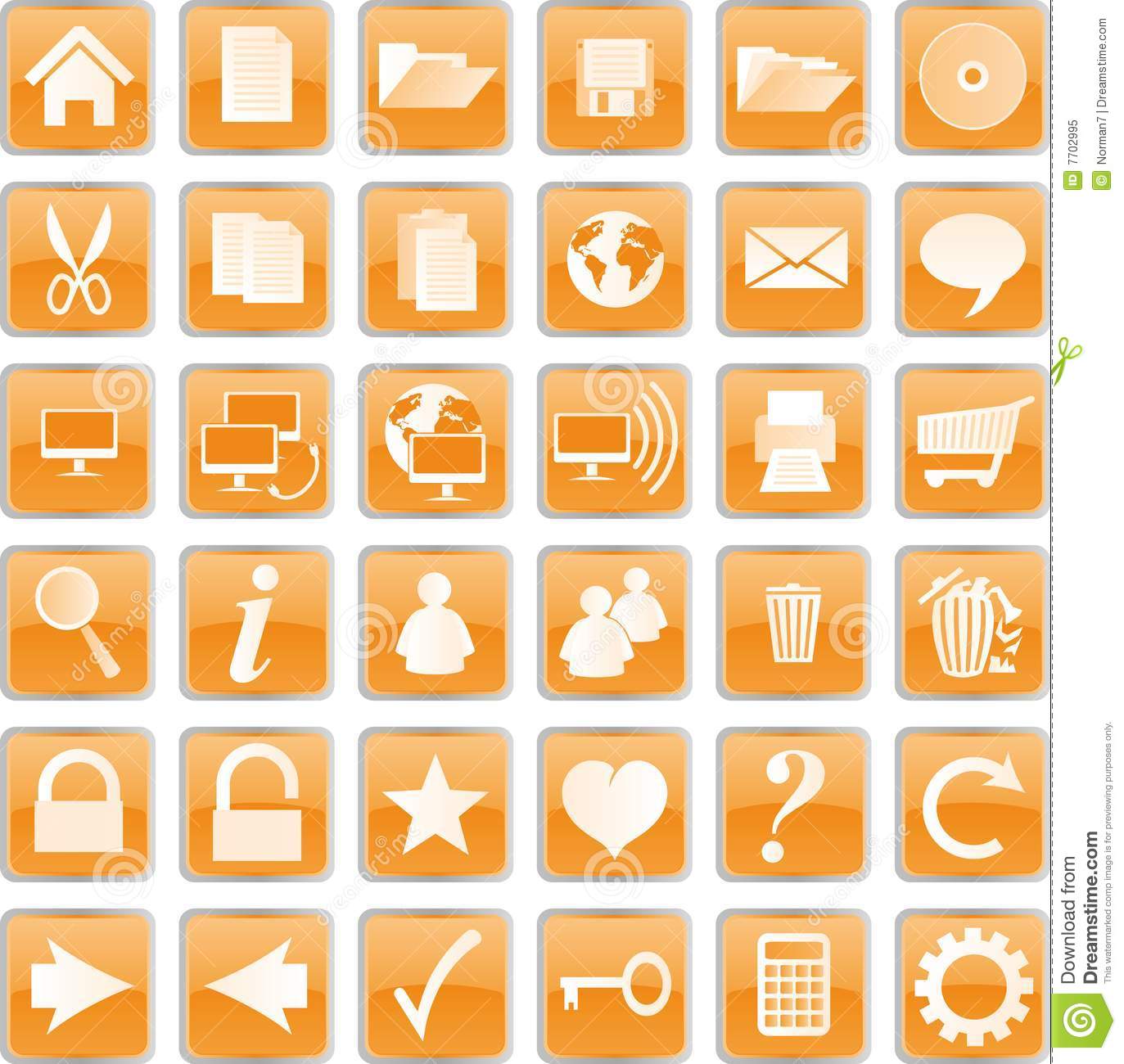 Orange Web Icons Buttons