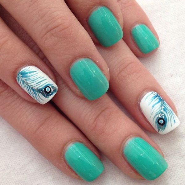 Peacock Feathers Nail Art
