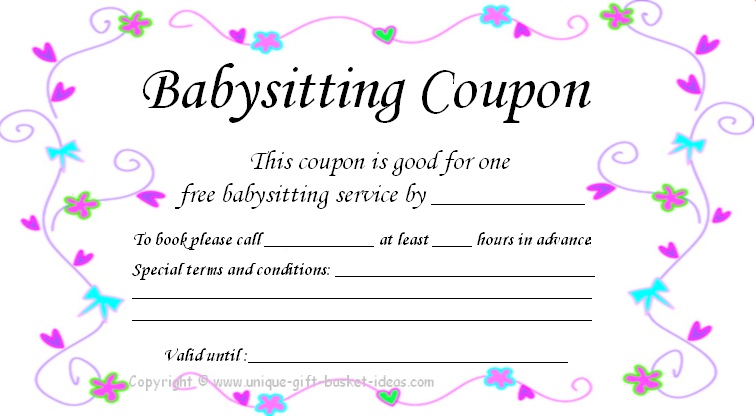 Printable Babysitting Coupon Template