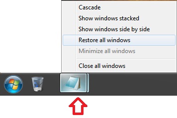 Restore Taskbar Icons Windows 7