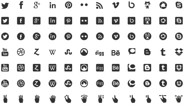 Social Media Icons Black and White