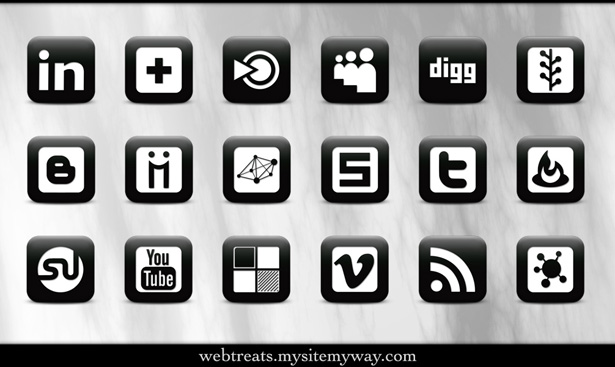 Social Media Icons Black and White