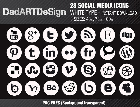 Social Media Icons White