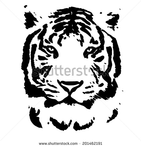 Vector Black and White Bengal Tiger