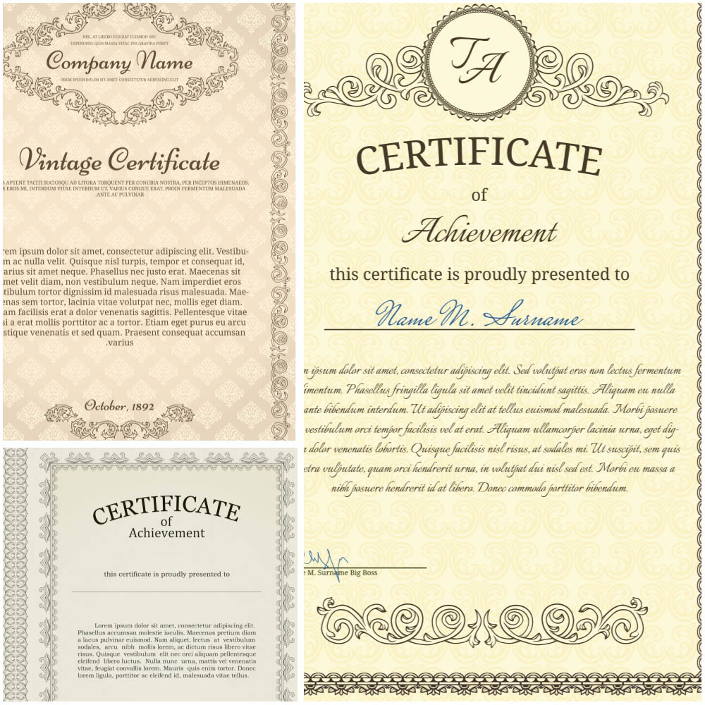 Vector Certificate Border Templates