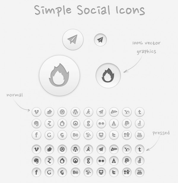 White Round Social Media Icons