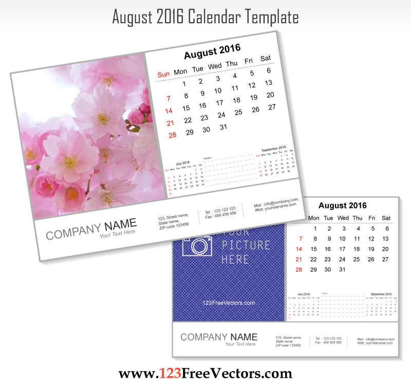 August 2016 Calendar Printable Template