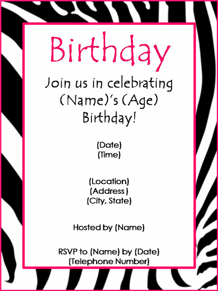 Birthday Party Invitation Templates Word