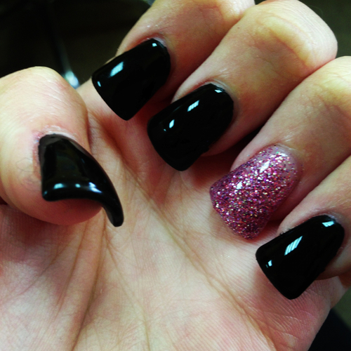 Black Acrylic Nails Tumblr