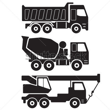 Black and White Dump Truck Vector
