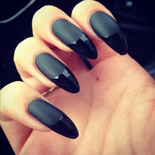 Black Matte Stiletto Nails