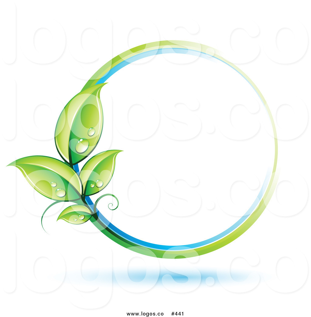 Blue Circle with Green Leaf