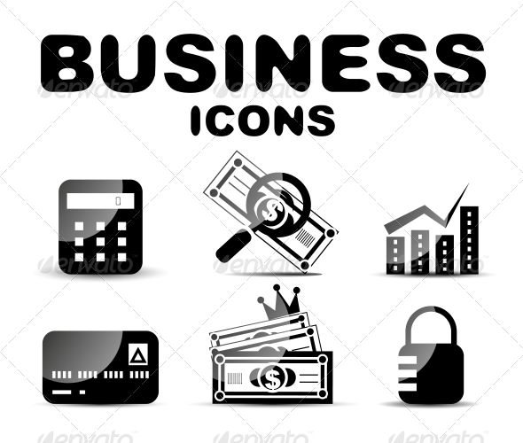 Business Building Icons Black and White