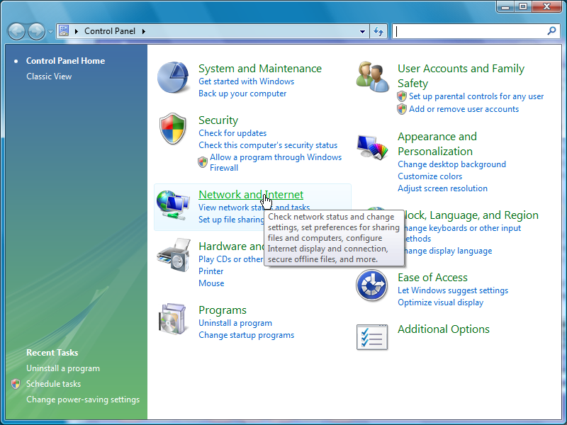 Control Panel Settings Windows 7 Network Icon