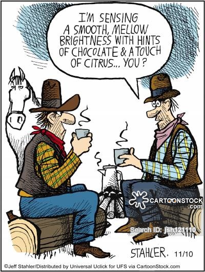 Cowboy Drinking Coffee Cartoon