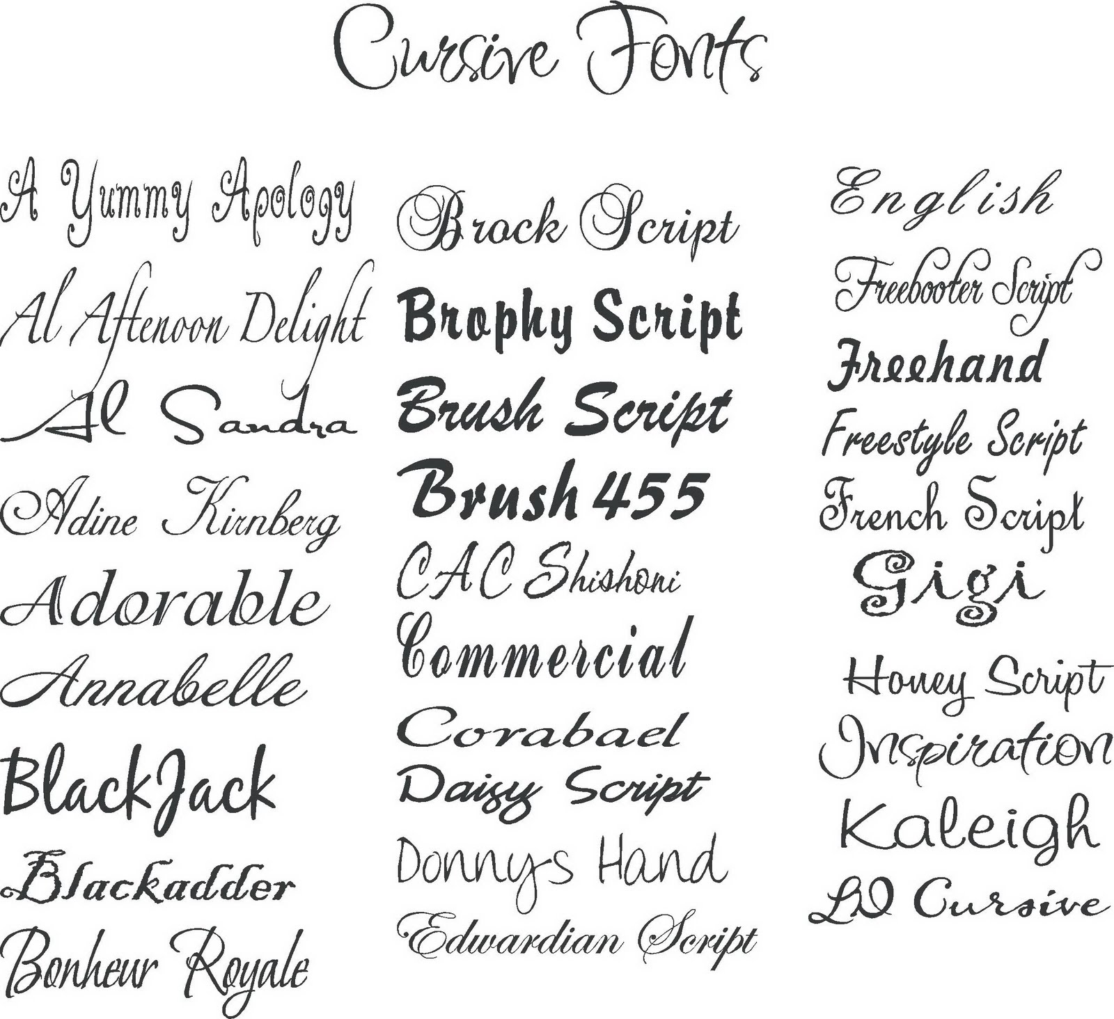 5 Cursive Writing Fonts Images