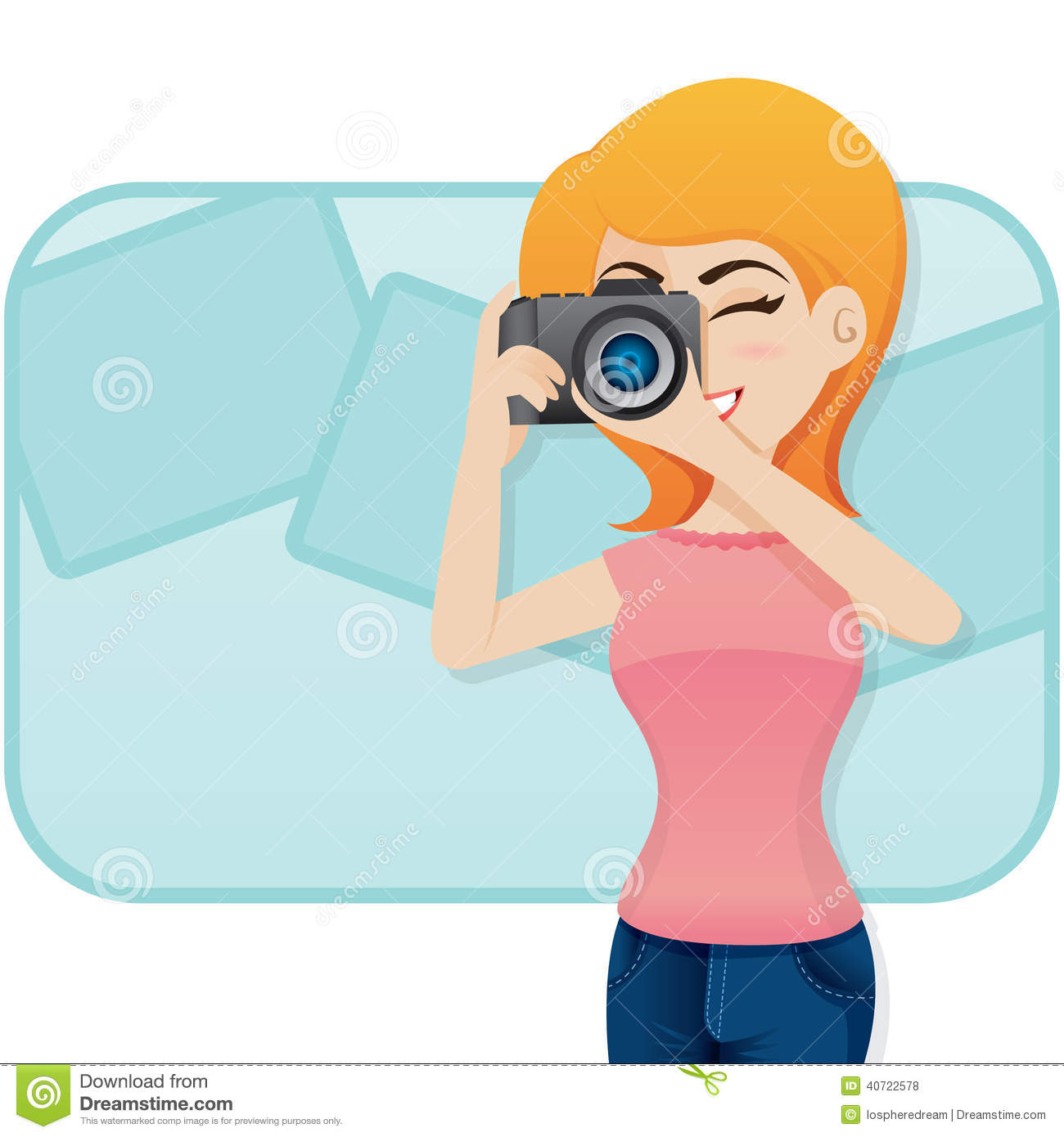 Cute Cartoon Girl with Camera