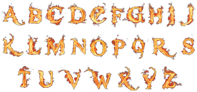 Fire Flames Alphabet Letters