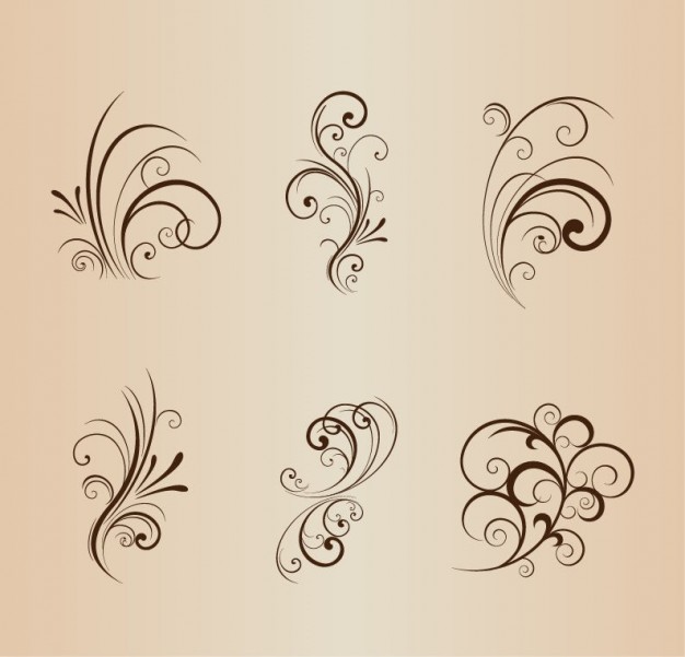 Floral Swirls Design Elements