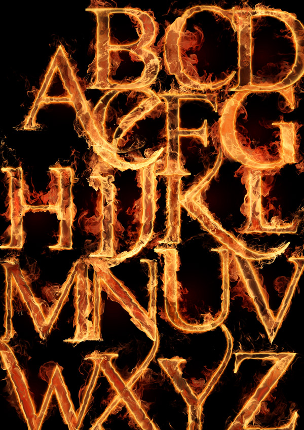 Free Fire Flames Alphabet Letters