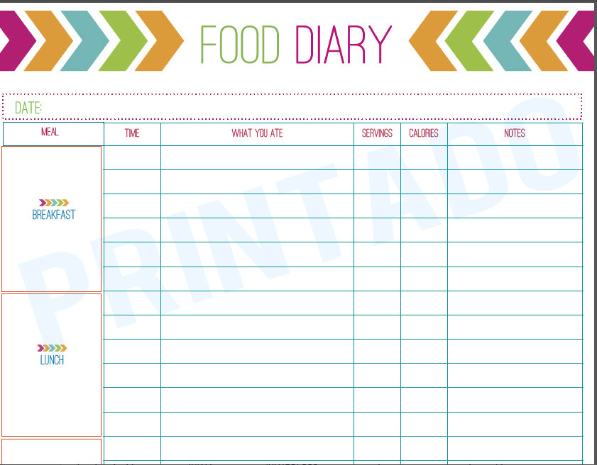 Free Printable Food Journal Diary