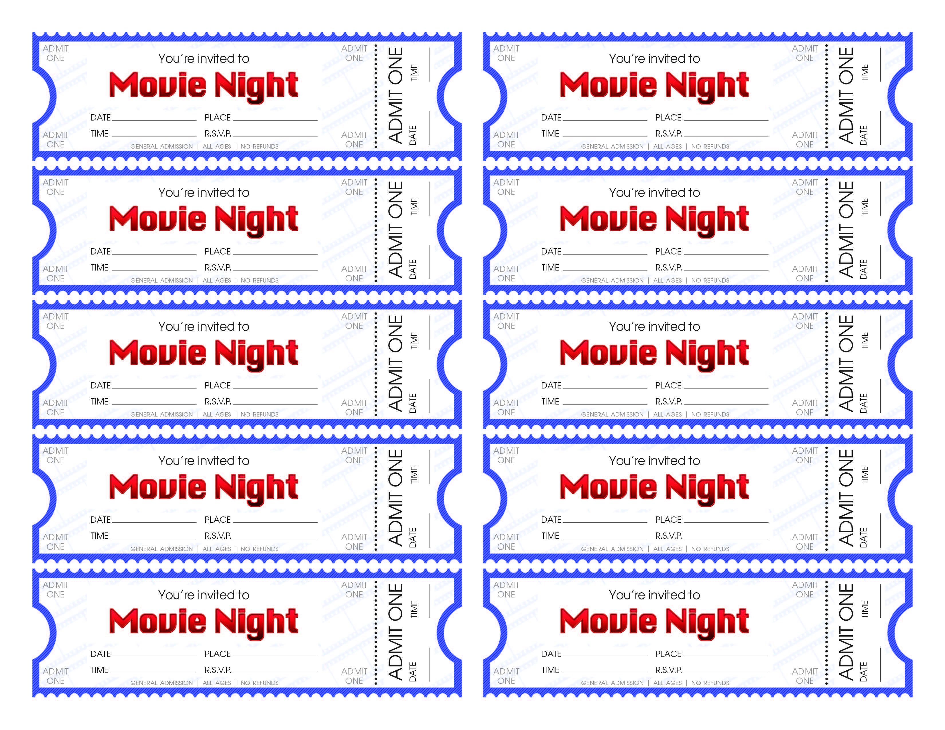 Free Printable Movie Ticket Templates Free Printable Movie Ticket Templates
