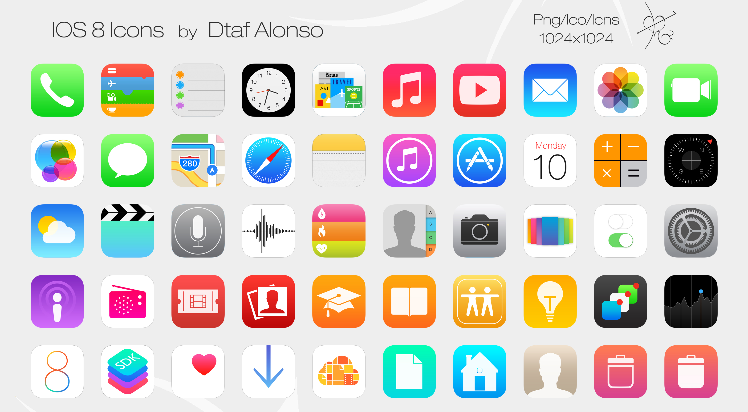 iOS 8 iPhone App Icons Printable