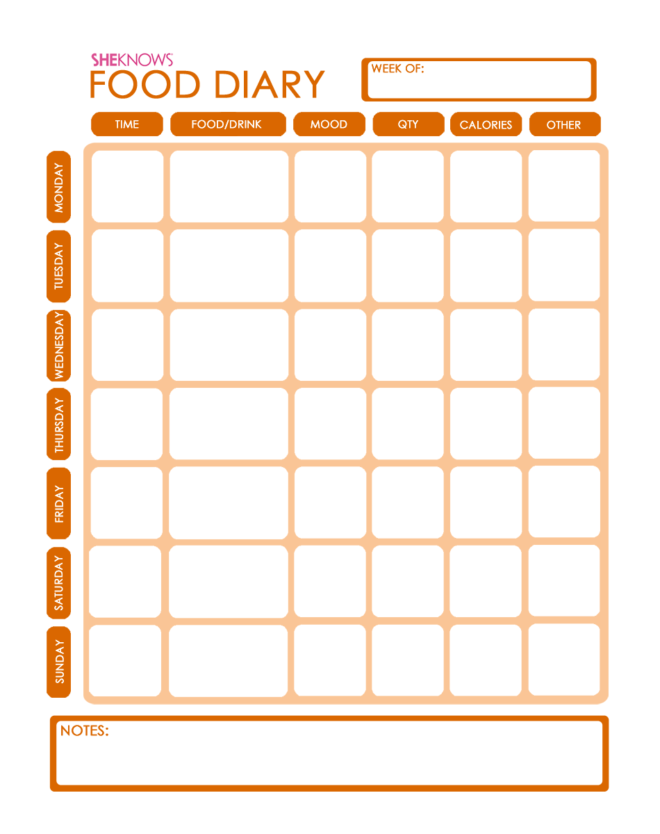 Journal Food Diary Template Printable