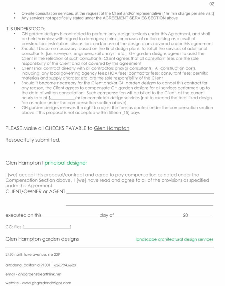 Landscape Design Contract Template Landscape Design Contract Template