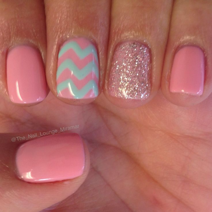 Pink Mint Chevron Nail Designs