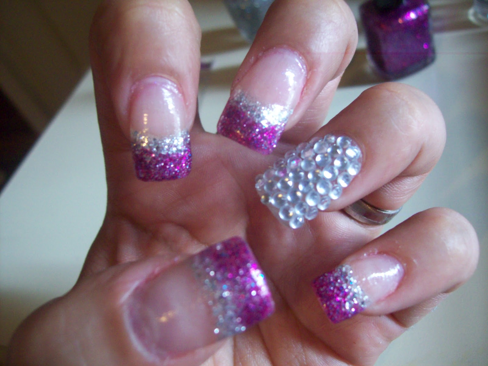 Purple Glitter Acrylic Nail Designs